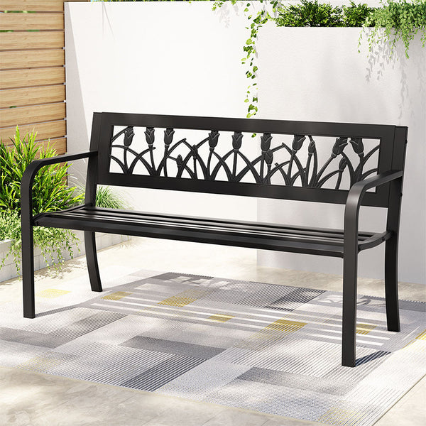 Gardeon Steel Garden Bench Two Seater Outdoor Furniture For Patio And Yard Patio Benches