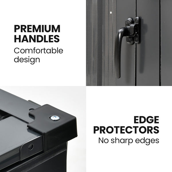 Plantcraft Double Steel Wheelie Garbage Bin Storage Shed Enclosure With 2 Opening Doors Rubbish Bins