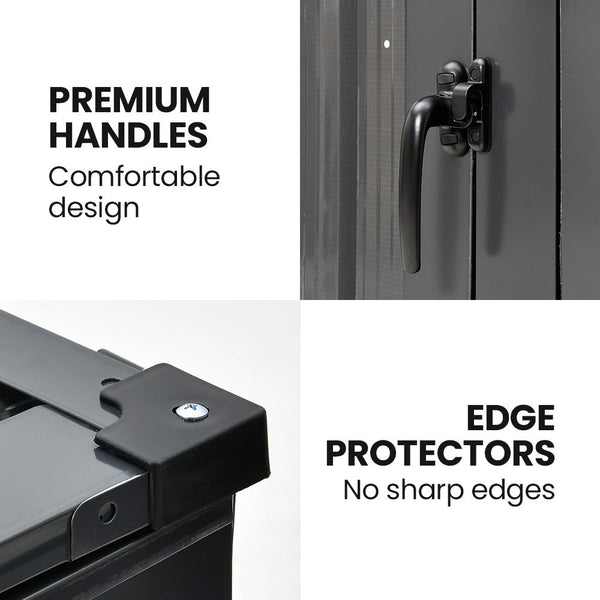 Triple Steel Wheelie Garbage Bin Storage Shed Enclosure With 3 Opening Doors Rubbish Bins