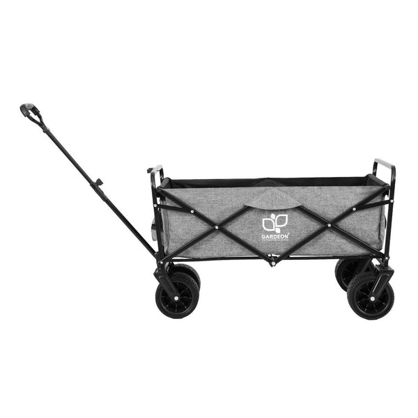 Gardeon Garden Cart With Cargo Net Grey Wheelbarrows Carts Wagons