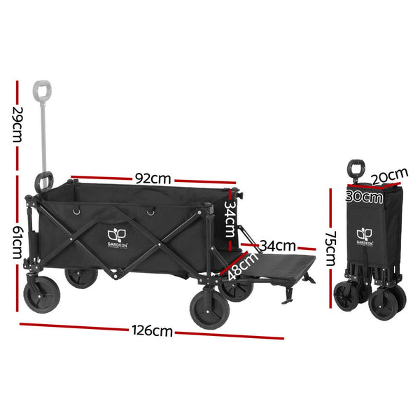 Gardeon Garden Cart With Opening Rear Black Wheelbarrows Carts Wagons