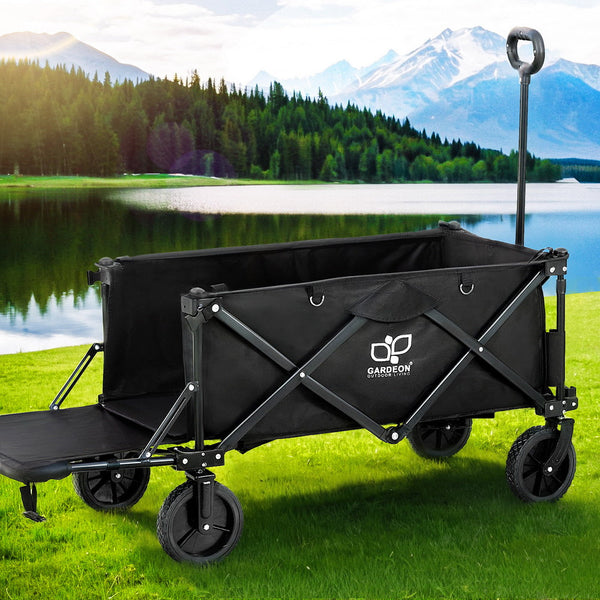 Gardeon Garden Cart With Opening Rear Black Wheelbarrows Carts Wagons
