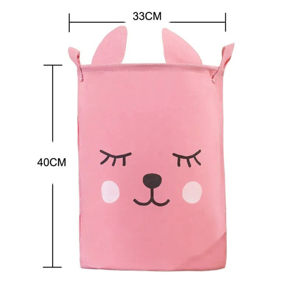 Storage Bag Rabbit Waterproof Folding Clothing Organizer Cartoon Art Bucket Hanging Closet Storage