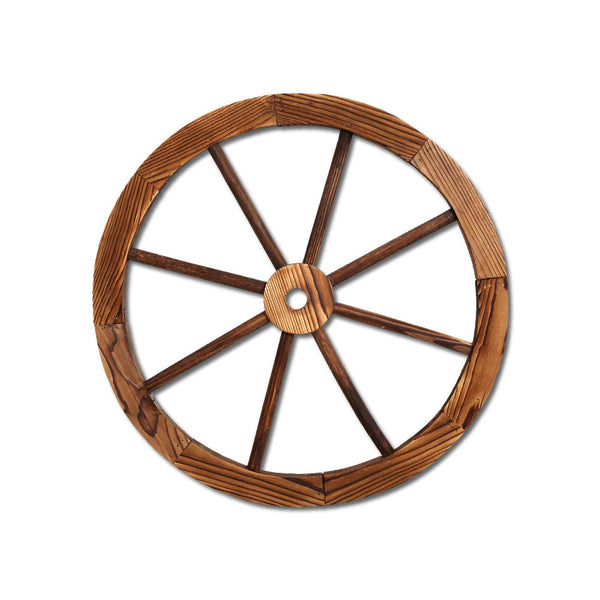 Gardeon Garden Decor Outdoor Ornament Wooden Wagon Wheel Ornaments & Statues