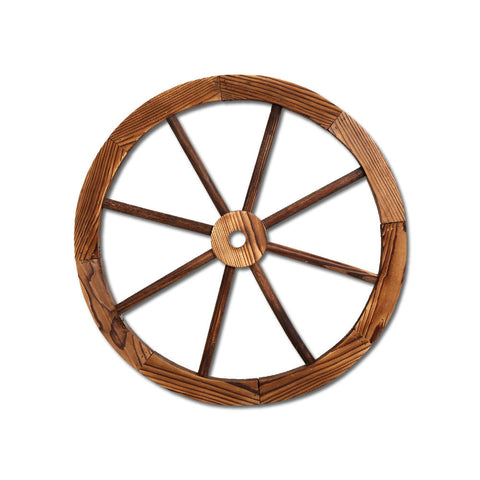 Gardeon Garden Decor Outdoor Ornament Wooden Wagon Wheel Ornaments & Statues