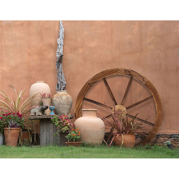 Gardeon Garden Decor Outdoor Ornament Wooden Wagon Wheel Ornaments & Statues