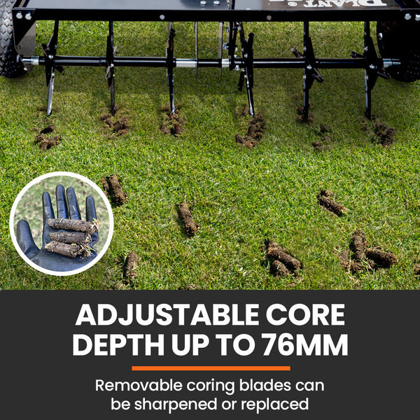 Lawn Mower Accessories Plantcraft Tow Behind Plug Lawn Aerator 1M (40") Wide Universal Hitch For Ride On Mower Garden Tractor