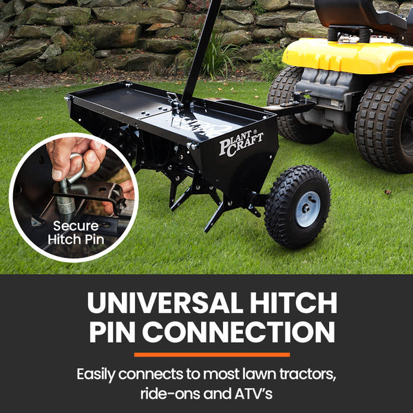 Plantcraft Tow Behind Plug Lawn Aerator 1M (40") Wide Universal Hitch For Ride On Mower Garden Tractor Lawn Mower Accessories
