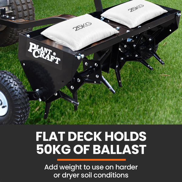 Plantcraft Tow Behind Plug Lawn Aerator 1M (40") Wide Universal Hitch For Ride On Mower Garden Tractor Lawn Mower Accessories