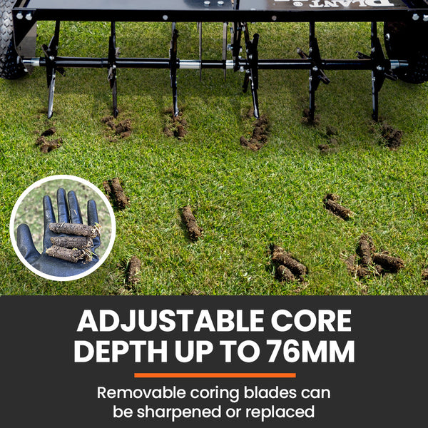 Plantcraft Tow Behind Plug Lawn Aerator 1M (40") Wide Universal Hitch For Ride On Mower Garden Tractor Lawn Mower Accessories