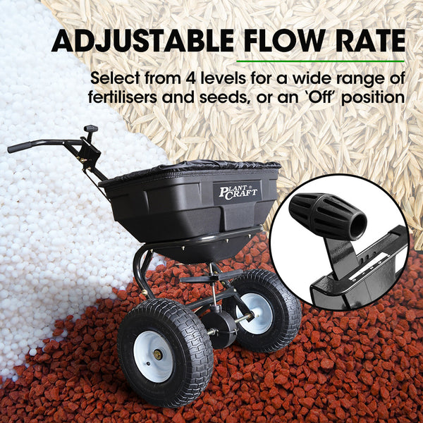 Plantcraft Walk Behind Broadcast Spreader 56Kg 60L Seed Lawn Fertiliser Other Garden Hand Tools & Equipment