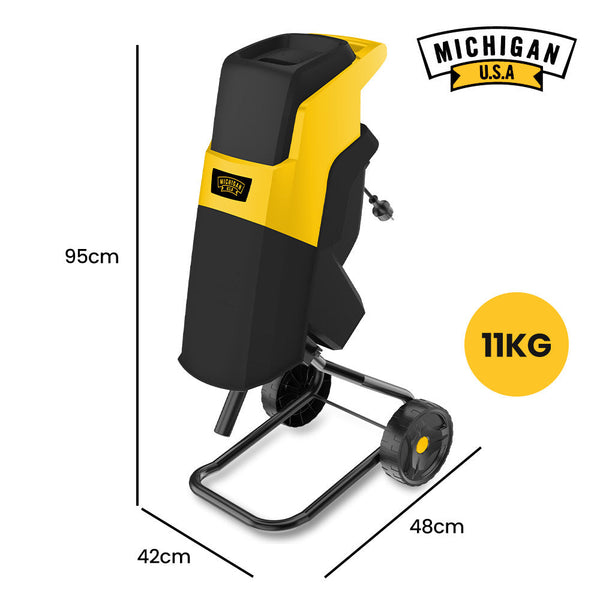 Michigan 2400W Electric Garden Mulcher Shredder Portable Wood Chipper Push Stick 40L Collection Bag Chippers Shredders Mulchers