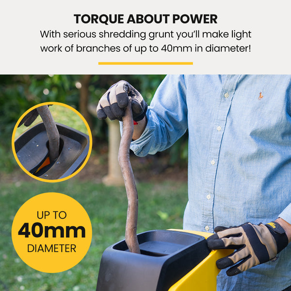 Michigan 2400W Electric Garden Mulcher Shredder Portable Wood Chipper Push Stick 40L Collection Bag Chippers Shredders Mulchers