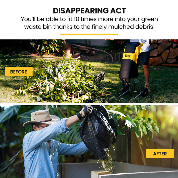 Michigan 2400W Electric Garden Mulcher Shredder Portable Wood Chipper Push Stick 40L Collection Bag Chippers Shredders Mulchers