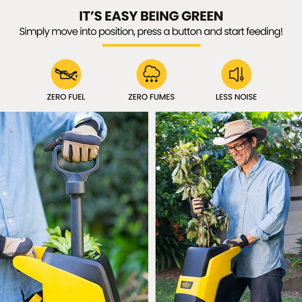 Michigan 2400W Electric Garden Mulcher Shredder Portable Wood Chipper Push Stick 40L Collection Bag Chippers Shredders Mulchers