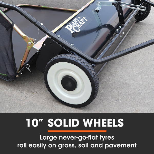 Plantcraft Lawn Sweeper 38' Wide Tow Behind Leaf And Grass Clipping Collector Universal Hitch For Ride On Mower Garden Tractor Lawn Mowers