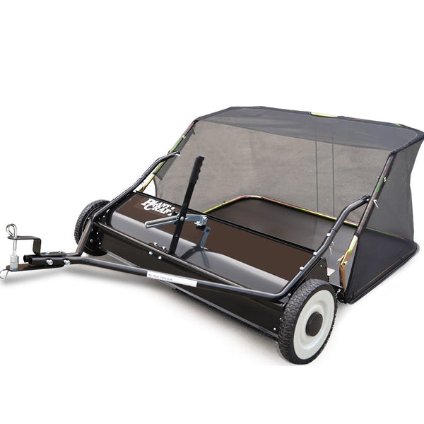 Plantcraft Lawn Sweeper 38' Wide Tow Behind Leaf And Grass Clipping Collector Universal Hitch For Ride On Mower Garden Tractor Lawn Mowers