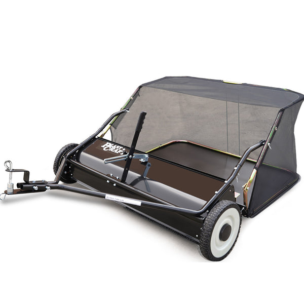Plantcraft Lawn Sweeper 38' Wide Tow Behind Leaf And Grass Clipping Collector Universal Hitch For Ride On Mower Garden Tractor Lawn Mowers