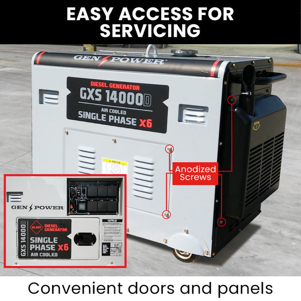 Genpower 8.4Kw Max 6Kw Rated Diesel 13Hp Generator Single Commercial Back Generators