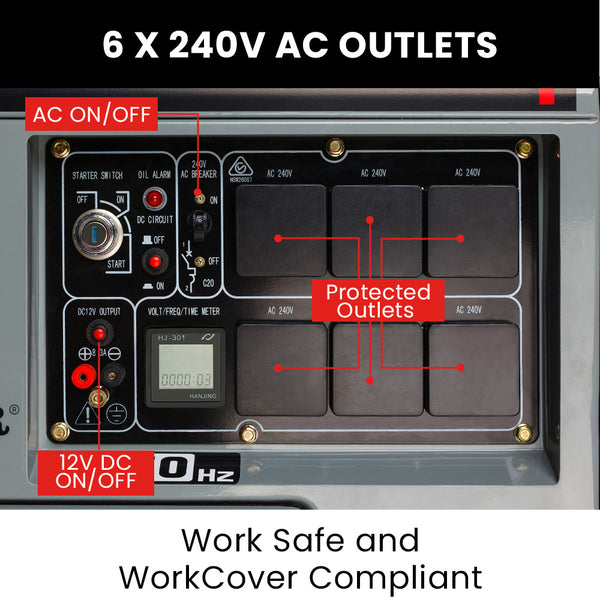 8.4Kw Max 6Kw Rated Diesel 13Hp Generator Single Commercial Back Generators