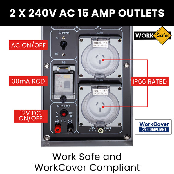 Genpower Diesel Generator 8.4Kw Peak Single Phase Key Start 460Cc Engine Commercial Generators