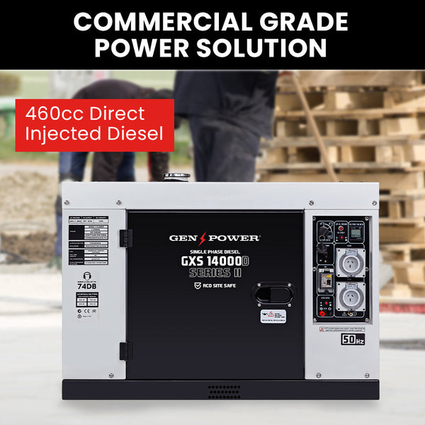 Diesel Generator Genpower 8.4Kw Peak Single Phase Key Start 460Cc Engine Commercial Generators