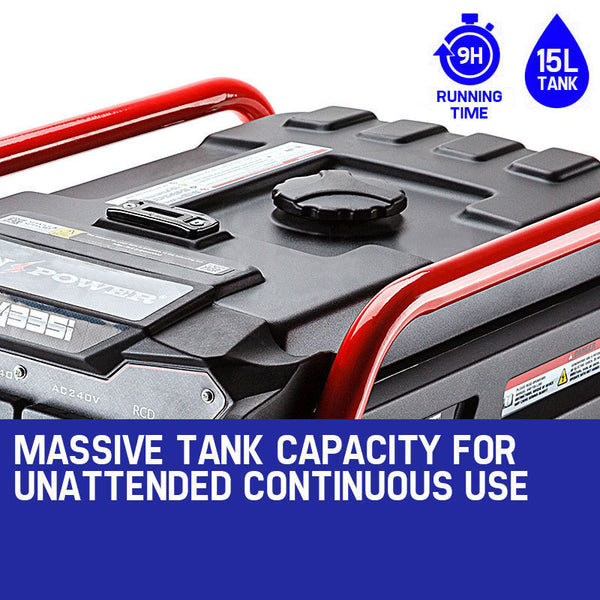 Genpower 4.2Kw Peak 3Kw Rated Generator Single Phase Petrol Site Portable Camping Heating & Generators