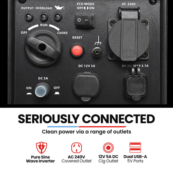 Genpower 1.2Kw Peak 1.0Kw Inverter Generator Portable Lightweight Camping Camping Heating & Generators