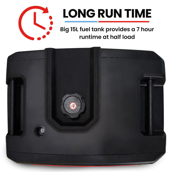 Genpower 6.2Kw Peak 6.0Kw Inverter Generator Push Button & Remote Start 15L Tank Portable W/ Wheels Camping Backup Camping Heating & Generators