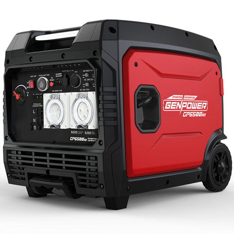 Genpower 6.2Kw Peak 6.0Kw Inverter Generator Push Button & Remote Start 15L Tank Portable W/ Wheels Camping Backup Camping Heating & Generators