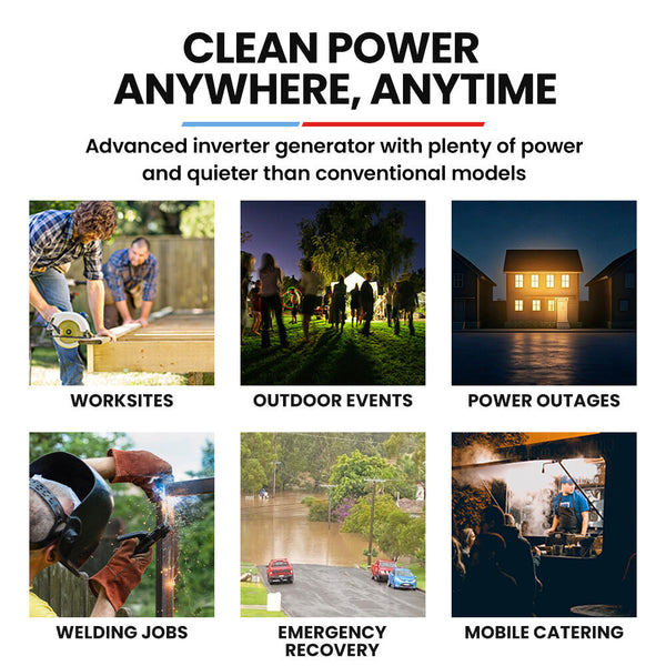 Genpower 6.2Kw Peak 6.0Kw Inverter Generator Push Button & Remote Start 15L Tank Portable W/ Wheels Camping Backup Camping Heating & Generators