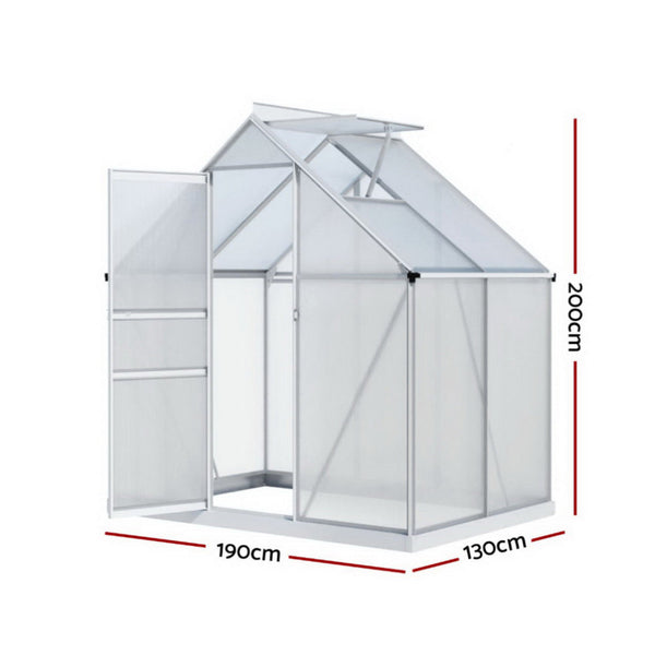 Green Fingers Greenhouse Aluminium Polycarbonate Premium Garden Storage Shed 1.3Mx1.9Mx2.0M Greenhouses