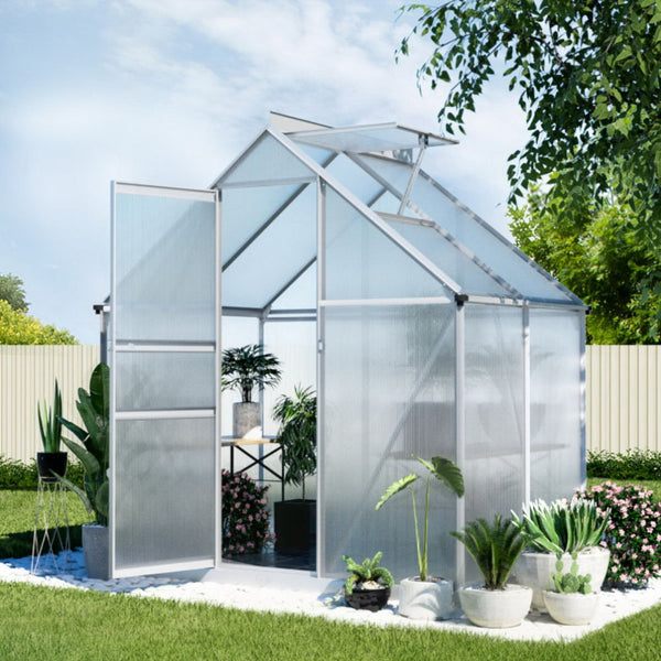 Green Fingers Greenhouse Aluminium Polycarbonate Premium Garden Storage Shed 3.1Mx1.9Mx2.0M Greenhouses