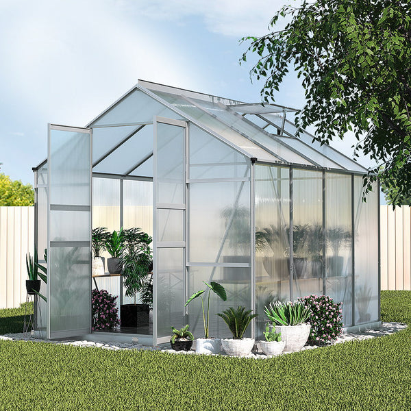Greenfingers Aluminium Greenhouse House Polycarbonate Garden Shed 2.4X2.5M Greenhouses