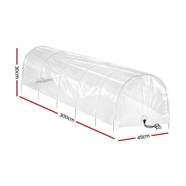 Green Fingers Mini Greenhouse 300X45x30cm Tunnel Clear Pvc Steel Frame Portable Greenhouses