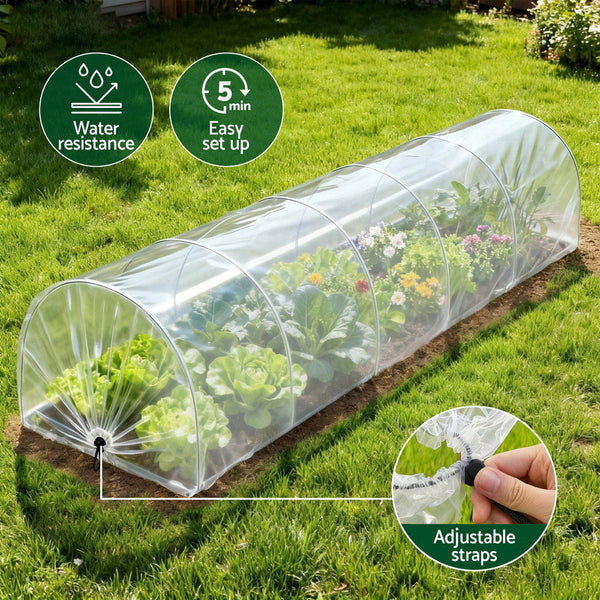 Green Fingers Mini Greenhouse 300X45x30cm Tunnel Clear Pvc Steel Frame Portable Greenhouses