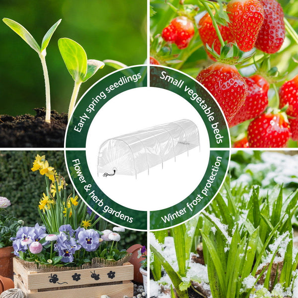 Green Fingers Mini Greenhouse 300X45x30cm Tunnel Clear Pvc Steel Frame Portable Greenhouses