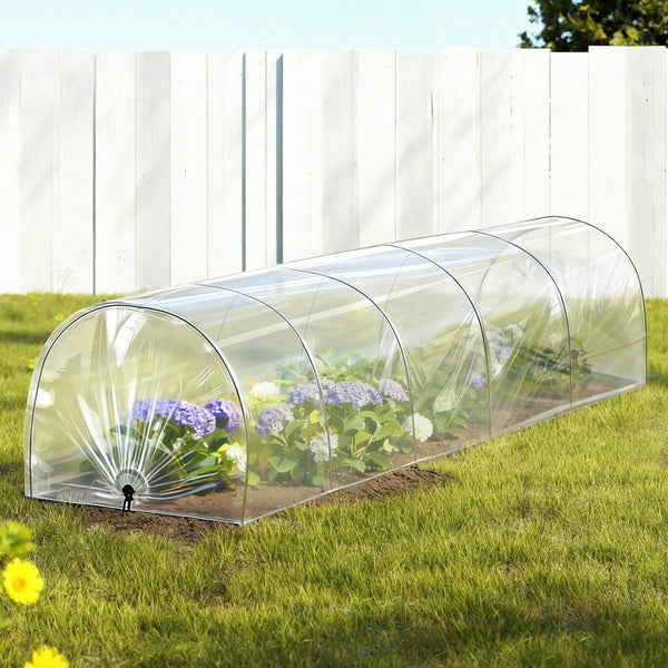 Green Fingers Mini Greenhouse 300X45x30cm Tunnel Clear Pvc Steel Frame Portable Greenhouses