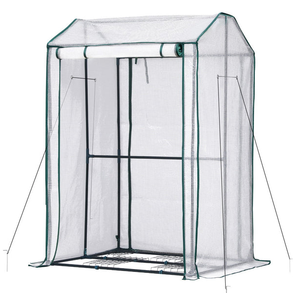 Green Fingers Mini Greenhouse Pe Cover House Roll Up Zippered Door 1.0X0.8X1.5M Greenhouses