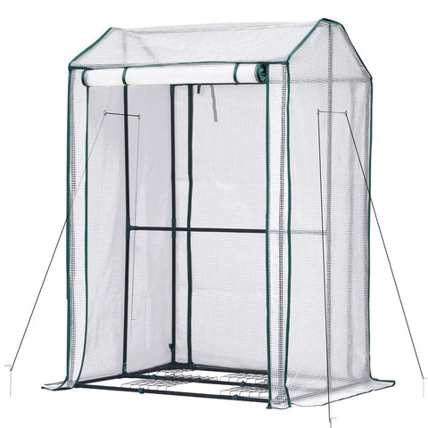 Green Fingers Mini Greenhouse Pe Cover House Roll Up Zippered Door 1.0X0.8X1.5M Greenhouses