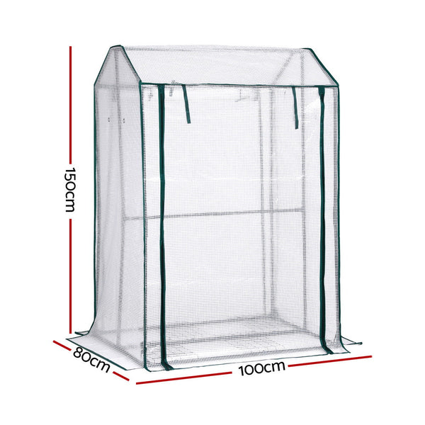Green Fingers Mini Greenhouse Pe Cover House Roll Up Zippered Door 1.0X0.8X1.5M Greenhouses