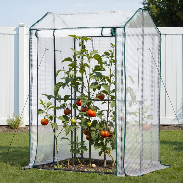 Green Fingers Mini Greenhouse Pe Cover House Roll Up Zippered Door 1.0X0.8X1.5M Greenhouses