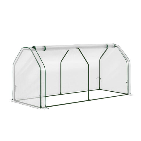 Green Fingers Mini Greenhouse Pe Cover House Roll Up Zippered Door 1.2X0.5X0.6M Greenhouses