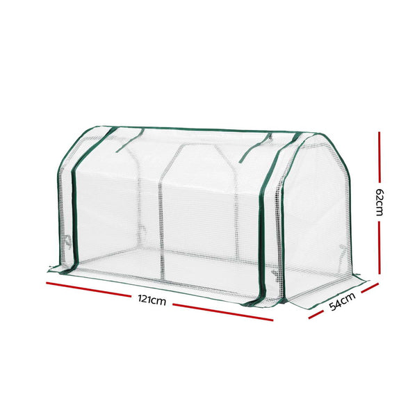 Green Fingers Mini Greenhouse Pe Cover House Roll Up Zippered Door 1.2X0.5X0.6M Greenhouses