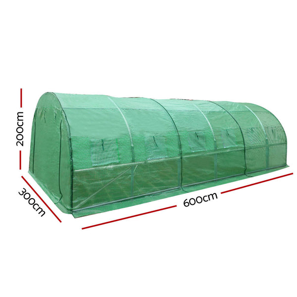 Green Fingers Greenhouse 6X3x2m Walk In Green House Tunnel Plant Garden Shed Dome Greenhouses