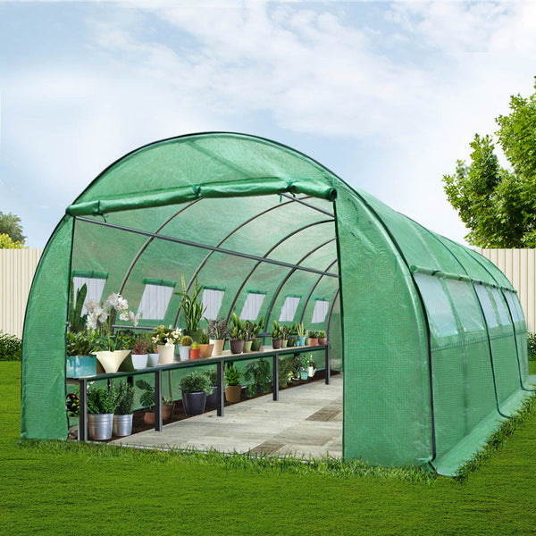 Green Fingers Greenhouse 6X3x2m Walk In Green House Tunnel Plant Garden Shed Dome Greenhouses
