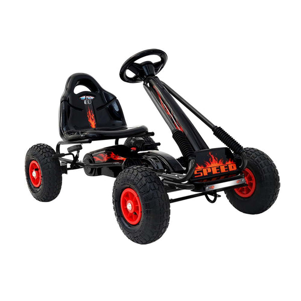 Rigo Kids Pedal Go Kart Ride On Toys Racing Car Rubber Tyre Black Kids Ride On Toys