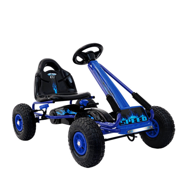 Rigo Kids Pedal Go Kart Ride On Toys Racing Car Rubber Tyre Blue Kids Ride On Toys