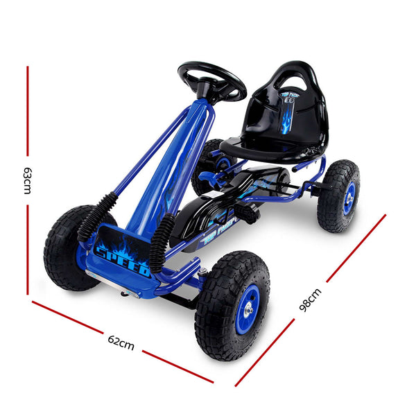 Rigo Kids Pedal Go Kart Ride On Toys Racing Car Rubber Tyre Blue Kids Ride On Toys