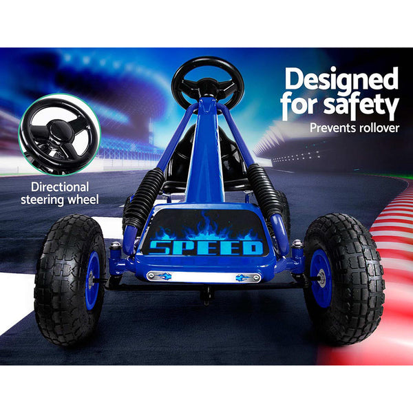 Rigo Kids Pedal Go Kart Ride On Toys Racing Car Rubber Tyre Blue Kids Ride On Toys
